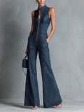 Pelagia | Retro Flared Sleeveless Jumpsuit