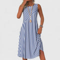 Perrie | Striped Sleeveless A-Line Midi Dress for Women