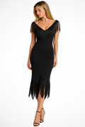 Philomena | Off-Shoulder Fringed Midi Dress