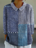 Quintina | Patchwork Print Collared Blouse