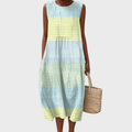 Roswitha | Tiered Plaid Sleeveless Midi Dress