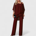 Serenity | Elegant Draped-Overlay Two-Piece Pant Set for Women