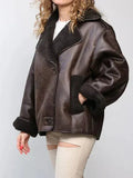 Sofie | Oversized Draped Sleek Leather Jacket