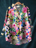 Solange | Floral Ruffle-Neck Blouse