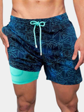Swim Polyester Blend Shorts with Drawstring Waist and Lined Layer