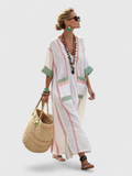 Sylvie | Striped V-Neck Boho Kaftan Maxi Dress for Women
