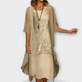 Apolonia | Patchwork Smocked Midi Dress