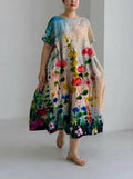 Mayumi | Floral Short-Sleeve Midi Dress