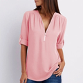 Ursuline | Zip-Front Roll-Sleeve Blouse