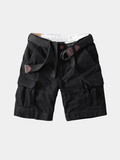 Utility twill cargo shorts with web belt and flap pockets