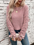 Dulcie | Crew-Neck Waffle-Knit Sweatshirt