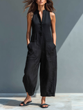 Vega | Minimalist Stand-Collar Sleeveless Jumpsuit