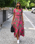 Vincenza | Floral Wrap Tie-Waist Midi Dress
