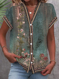 Vittoria | Boho Floral V-Neck Blouse