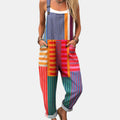 Wide-Leg Jumpsuit – Striped Patchwork Charm