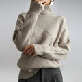 Oriana | Argyle Turtleneck Knit Sweater