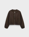 Edeline | Balloon-Sleeve Cropped Varsity Jacket