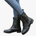 Women's Ankle Faux Boots with Lace-Up Front and Side Zipper