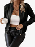 Women's bomber jacket with zip front and ribbed trim