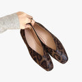 Women's Casual Faux Suede Loafers with Animal Print and Square Toe