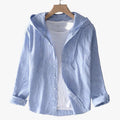 Women's Casual Linen Shirt with Hood and Button Front