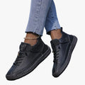 Women's Casual Synthetic Suede Sneakers with Lace-Up and Hook-and-Loop Strap