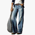 Women's Denim Jeans with High-Rise Waist and Wide Legs