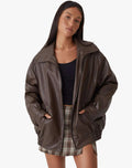 Women's Faux Jacket with Zip Front and Spread Collar