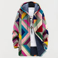 Isolde | Hooded Geometric Knit Oversized Cardigan