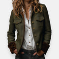 Celeste | Herringbone Military-Style Button Jacket