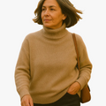 Women's Knit Pullover Sweater with Turtleneck and Ribbed Trim