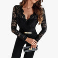 Women's Lace Jumpsuit with V Neck and Wide Legs