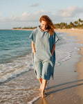Women's Midi Terry Poncho Dress with Hood and Kangaroo Pocket