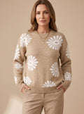 Rosalind | Crew-Neck Floral Intarsia Knit Sweater