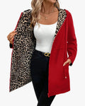 Women's Reversible Polyester Coat with Hood and Zip Pockets