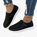 Women's Slip-On Textile Sneakers with Ribbed Upper and Moc Toe