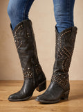 Octavia | Studded Knee-High Western Boots