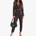 Women's Viscose Two-Piece Set with Double-Breasted Blazer and Ankle Pants