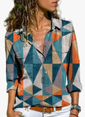 Women's Woven Blouse with Button Placket and Roll-Tab Sleeves