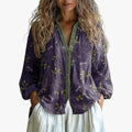 Women's Woven Blouse with Split V Neck and Button Placket