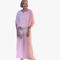 Women's Woven Jumpsuit with Sequin Trim and Wide Legs