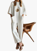 Women's Woven Jumpsuit with Wide Legs and Patch Pockets