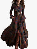 Women's Woven Maxi Dress with Button Placket and Belt Loops