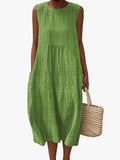 Women's Woven Midi Dress with Embroidered Pattern and Pockets
