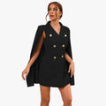 Women's Woven Mini Dress with Cape Overlay and Belt