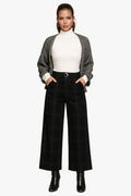 Women's Woven Pants with High-Rise Waist and Wide Legs