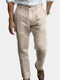 Woven Tapered Pants with Button Fly and Belt Loops