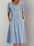 Ximena | Striped Button Detail Midi Dress