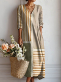 Yolanda | Abstract Print V-Neck Midi Dress