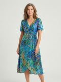 Dunja | Abstract Short-Sleeve Midi Dress